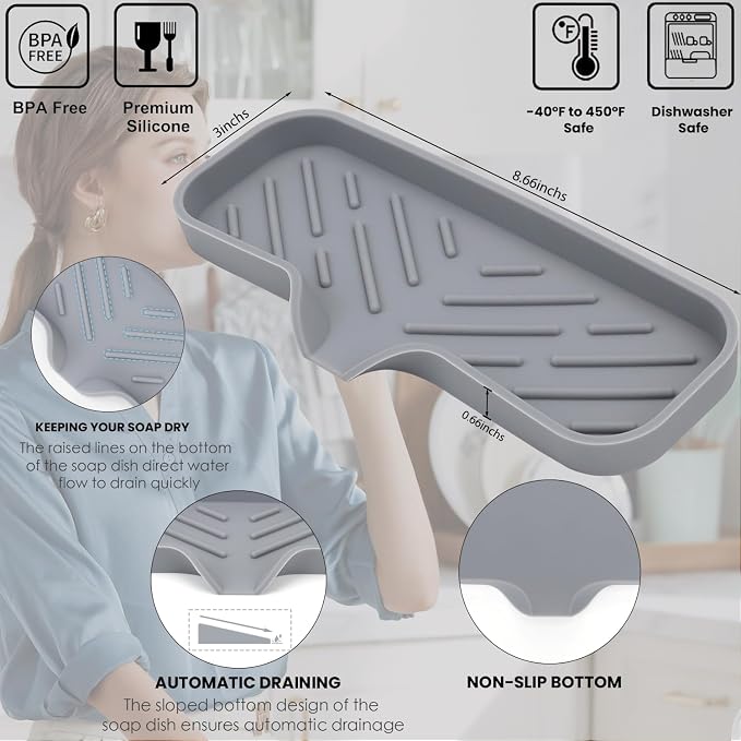 Silicone Bathroom Soap Dishes, Sponge Holder - Image 2