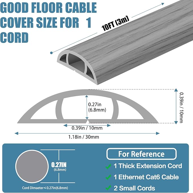 Floor Cord Covers for Wires 10FT Cable Hider Wire Cover Self Adhesive Cord - Image 2