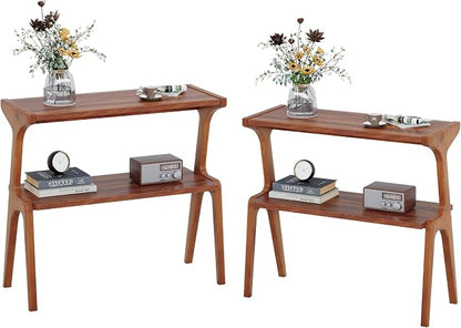 Set of 2 Solid Wood End Table, 2-Tier Side Table - Image 9