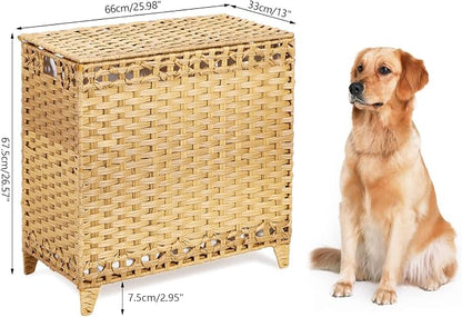 Laundry Hamper with 3 Removable Liner Bags; 132L Handwoven Rattan Laundry - Image 7