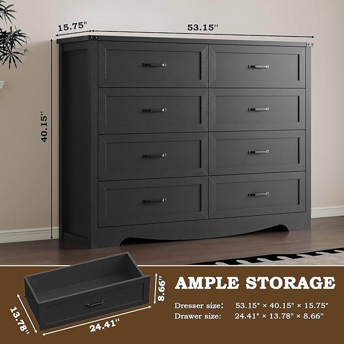 8-Drawer Dresser for Bedroom, Modern Wooden Chest of Drawers - Image 2