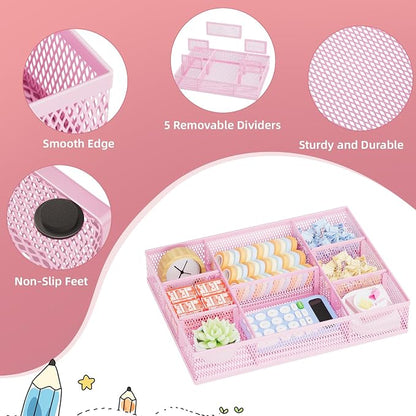 Marbrasse 2 Pack Desk Drawer Organizer, Mesh Drawer Organizer Tray - Image 6