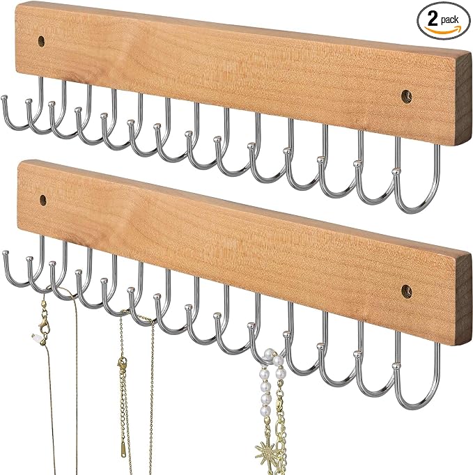 Wall Mounted Necklace Holder, Farmhouse Style Necklace Holder, Tangle Free Wall by SCUNDAHOME