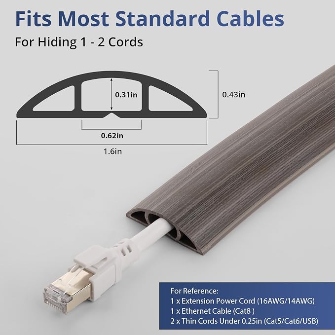 ZhiYo 5.6ft Cord Covers for Wires on Floor, Cord Hider Floor Hide Extension - Image 2