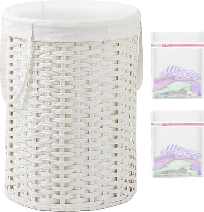 Laundry Basket Round Rattan Laundry Hamper 29.1 Gal Handwoven Large Wicker by SETVSON
