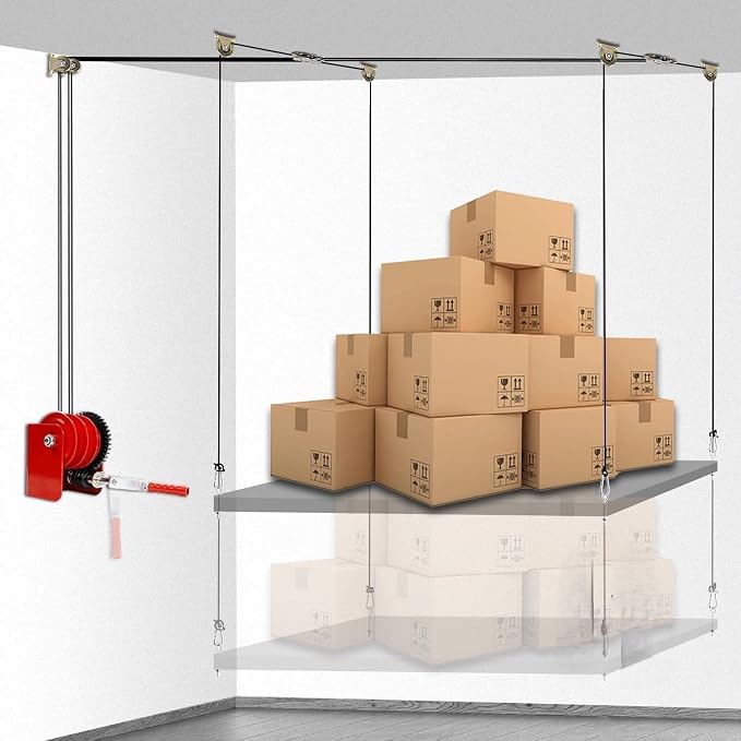Overhead Garage Storage Lift Hoist, Heavy-duty Ceiling Mounted Garage Storage by Unknown