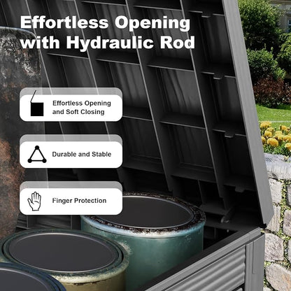 45 GallonOutdoor Storage Box, Resin Deck Boxes Waterproof, IndoorOutdoor Bin - Image 3