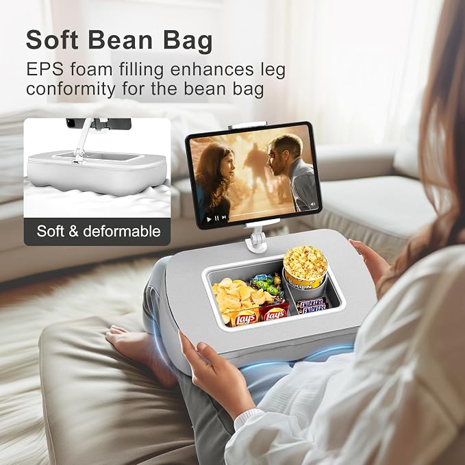Tablet Stand Pillow with Snack Bowl, iPad Lap Holder - Image 3
