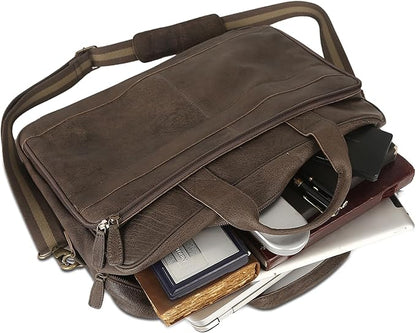 Leather briefcase 18 Inch Laptop Messenger Bags - Image 3
