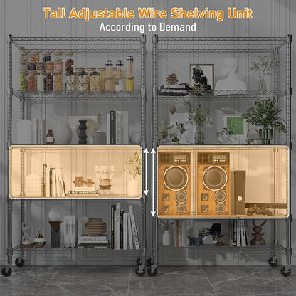 Himimi 72" H Storage Shelves 4 Tier Metal Shelving Adjustable Wire Shelf - Image 9