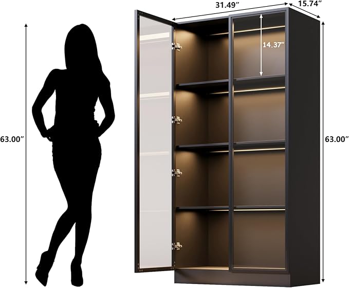 63'' Tall Glass Display Cabinet - Image 2