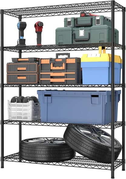 5 Tier Adjustable Storage Shelves Heavy Duty Metal Utility Shelf 1750LBS by Golpart