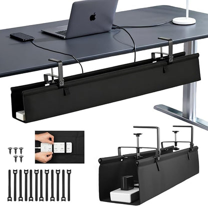 Oxford Cloth Under Desk Cable Management Tray, No-Drill 36" Desk Cable by Atrastout