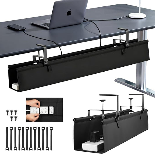 Oxford Cloth Under Desk Cable Management Tray, No-Drill 36" Desk Cable by Atrastout