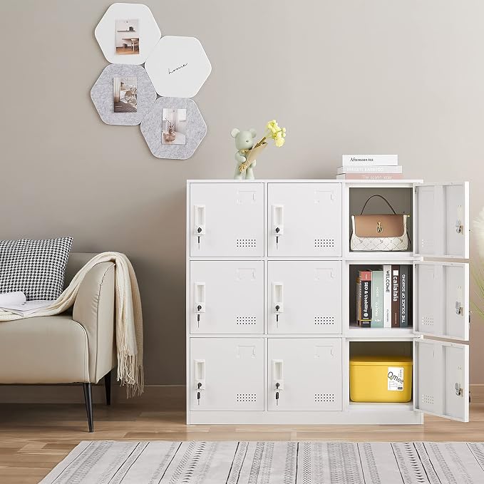 Metal Locker 9 Door Storage Cabinet, Steel Office Storage Lockers - Image 2