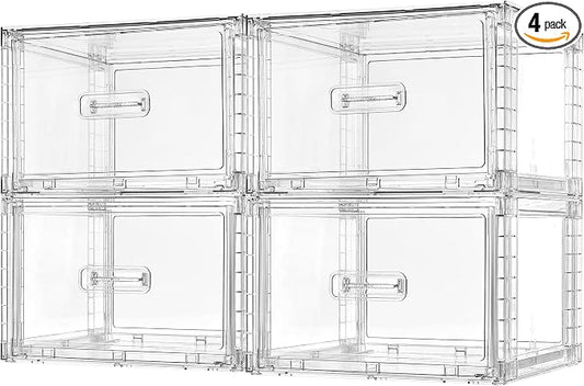 Vtopmart 4 Pack 18QT Clear Stackable Storage Drawers, Easily Assemble Closet by Vtopmart
