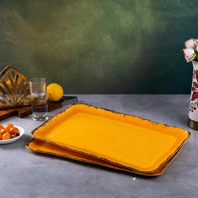 LEHAHA Melamine Farmhouse Rectangular Serving Platter Sets, 17.5" x 10" Large - Image 6