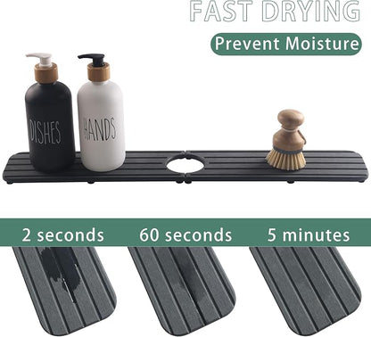 23.6inch x 4inch Kitchen Sink Faucet Mat, Water Absorbing Stone Faucet Splash - Image 3