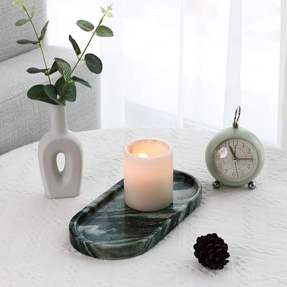 Koville Green Marble Tray for Bathroom Countertop, Stone Jewelry Dish Candle - Image 6
