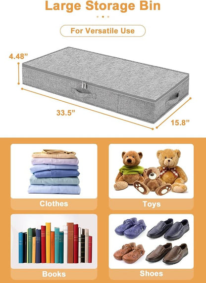 punemi Under Bed Storage Containers, 2 Pack 4.5 Inch Tall Low Profile Underbed - Image 5