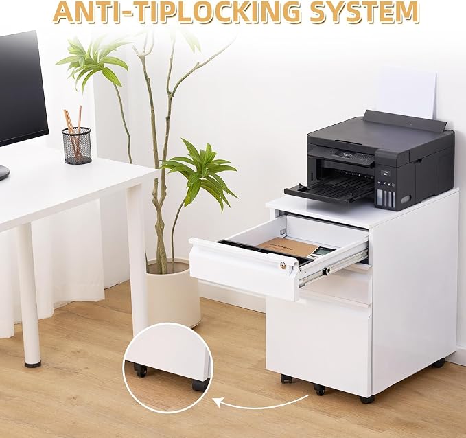 Garvee Mobile Filing Cabinet 3 Drawer, Under Desk File Cabinet - Image 5