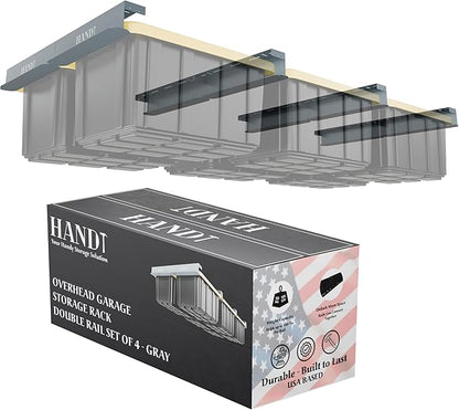 HANDT Overhead Garage Storage Rack, Connectable Heavy Duty Metal Ceiling Rails by HANDT
