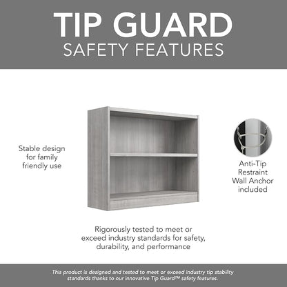 Bush Furniture Universal Small 2 Shelf Bookcase in Platinum Gray, Low Storage - Image 7