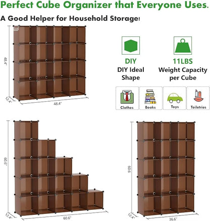 C&AHOME 16-Cube Storage Organizer, Plastic Shelves Units, DIY Closet Organizer - Image 5