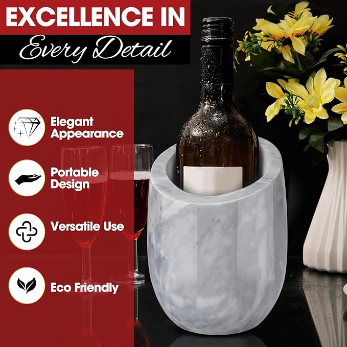 Flexzion Marble Wine Chiller Bucket – White Wine Cooler & Champagne Bucket - Image 8