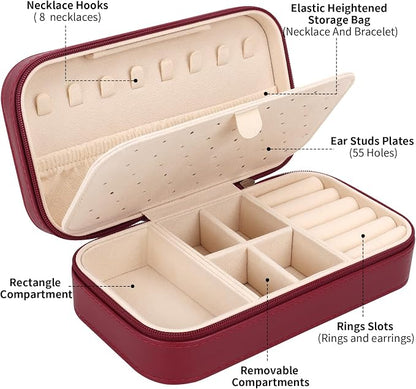 DesignSter Travel Jewelry Box, PU Leather Portable Jewelry Case, Small Jewelry - Image 2