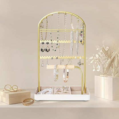 Multi-Functional Jewelry Holder Organizer Necklace Display Stand Velvet Lined - Image 2