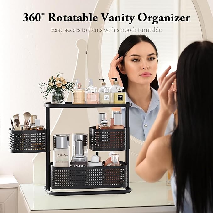 KINGRACK Bathroom Counter Organizer, 3 Tier Rotating Vanity Bedroom Storage - Image 6