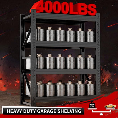 4000LBS Garage Storage Shelves, 4 Tier Metal Utitly Shelves Industrial Shelving - Image 4