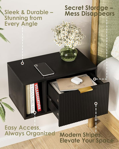 Masupu Floating Nightstand, Wall Mounted Floating Bedside Table - Image 3