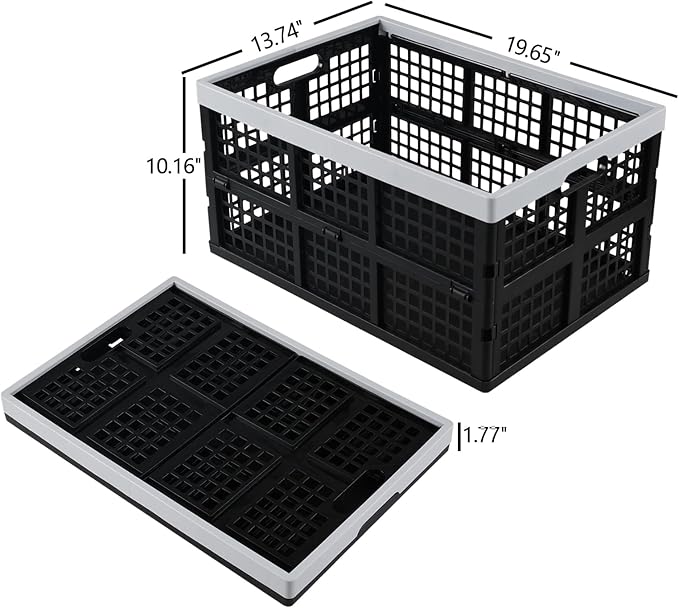 4 Pack 42 L Large Plastic Collapsible Storage Crates, Folding Stackable Storage - Image 2