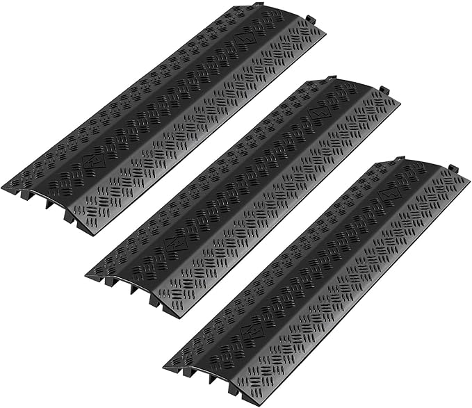 VEVOR 3 Pack Drop Over Cable Cover, 2 Channel Heavy Duty Cable Hose Protector by VEVOR