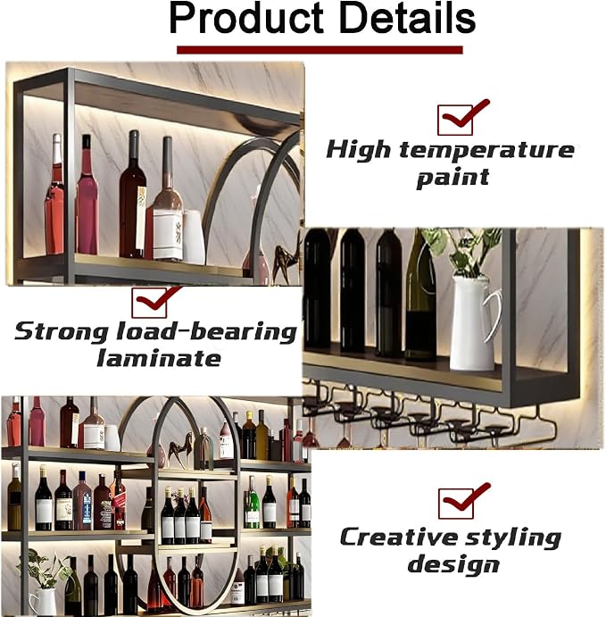 63IN Large Wall Mount Wine Rack, Metal 4 Tier Hanging Bottle Holder - Image 5