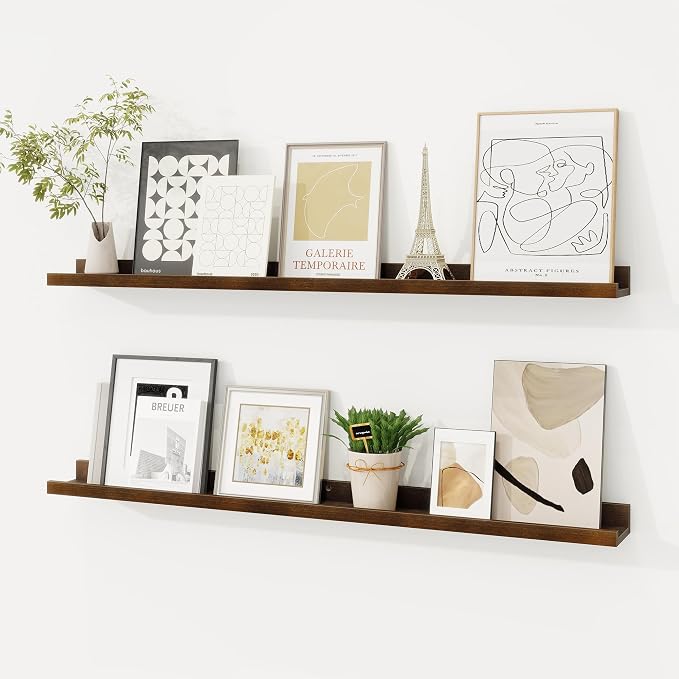 Picture Ledge Shelf, Floating Shelves Set of 2, 36 Inches Solid Wood Nursery by FunMemories