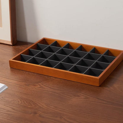 Oirlv 24 Grid Wood Jewelry Tray Microfiber Interior Jewelry Drawer Organizer - Image 5