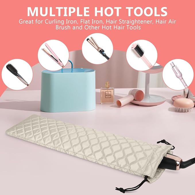 AMIJEAL Heat Resistant Hair Tools Organizer Bag Portable Travel Drawstring - Image 5