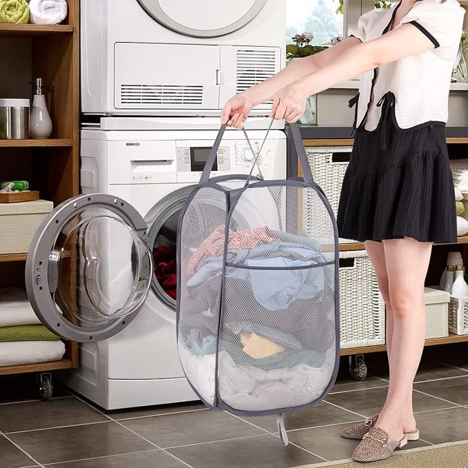 BATTOO Deluxe Strong Mesh Pop up Laundry Hamper Basket - Image 4