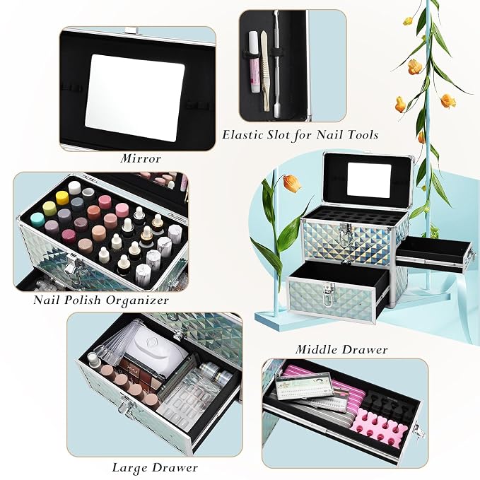 FRENESSA Extra Large Makeup Organizer Case Cosmetic Box Storage - Image 5