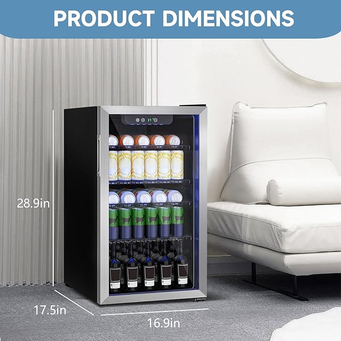 Beverage Refrigerator Cooler, 105 Can/3.0 Cubic Feet Mini Fridge - Image 3