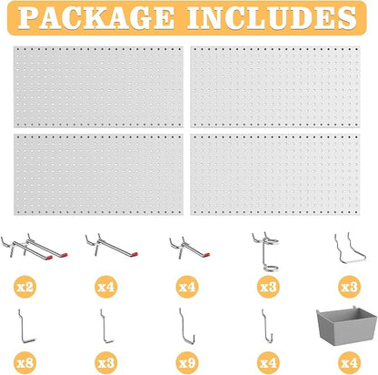 Pegboard Smith 48PCS Metal Pegboard Kit – 12"x24" Tool Storage Wall Organizer - Image 4