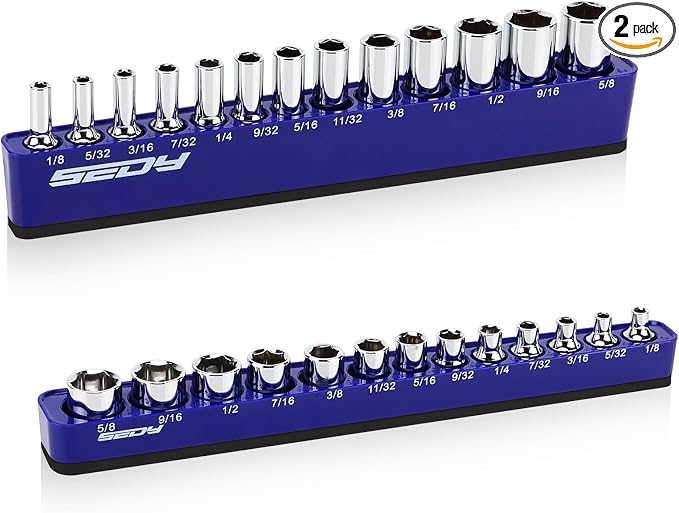 2-Piece 1/4"-Drive SAE Magnetic Socket Organizer Set by SEDY