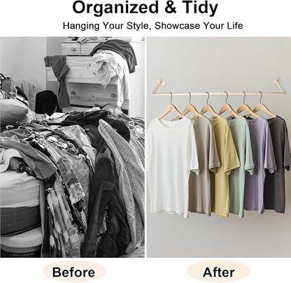 54" White Wall Mounted Clothes Rack, Industrial Pipe Iron Garment Bar, - Image 2