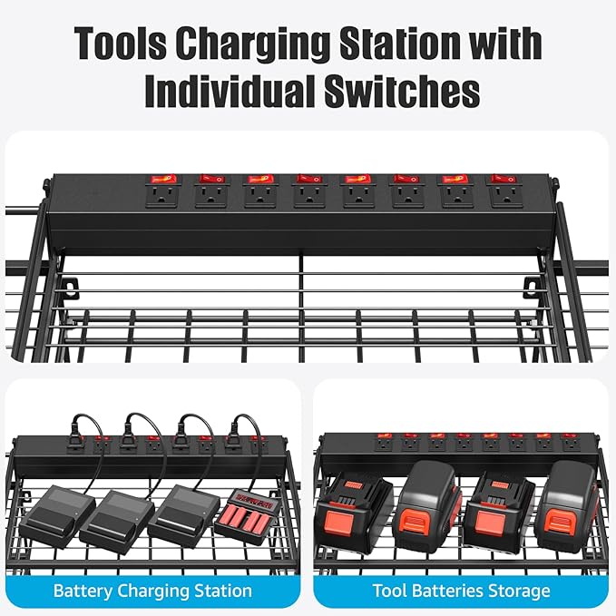CCCEI Black Power Tool Organizer Wall Mount, Large Tools and Battery Storage - Image 2