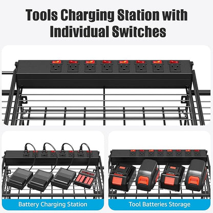 CCCEI Black Power Tool Organizer Wall Mount, Large Tools and Battery Storage - Image 2
