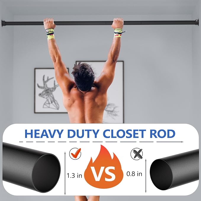 Closet Rods for Hanging Clothes, 17 to 83 Inch Closet Rod, Heavy Duty - Image 2