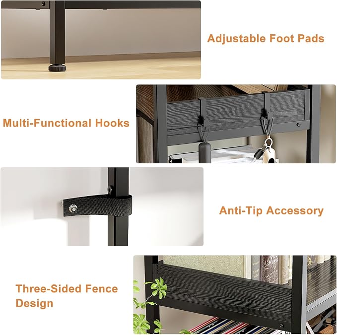 KOUSEI 5-Tier Corner Bookshelf, Reversible L-Shaped Bookcase - Image 7